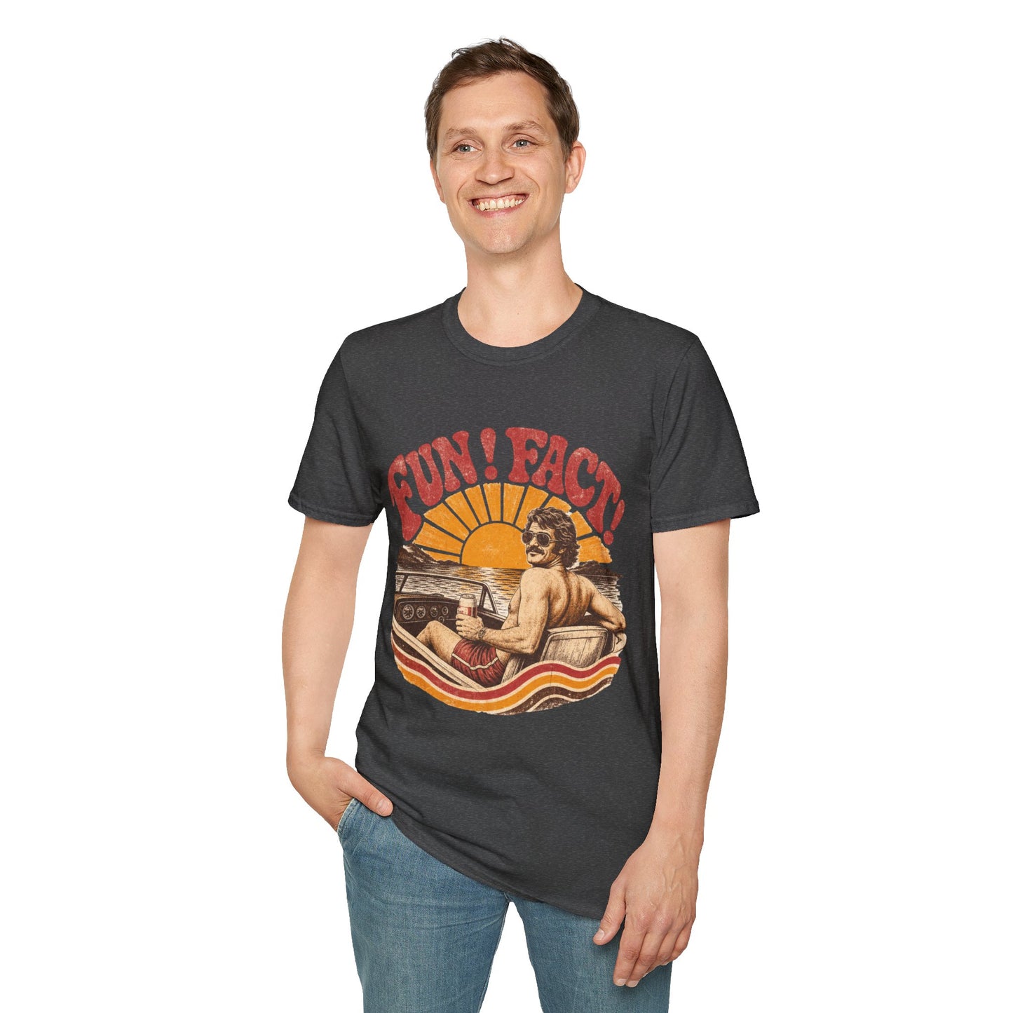 Retro 'FUN! FACT!' Surf Tee — Vintage Sunset Beach Graphic T-Shirt