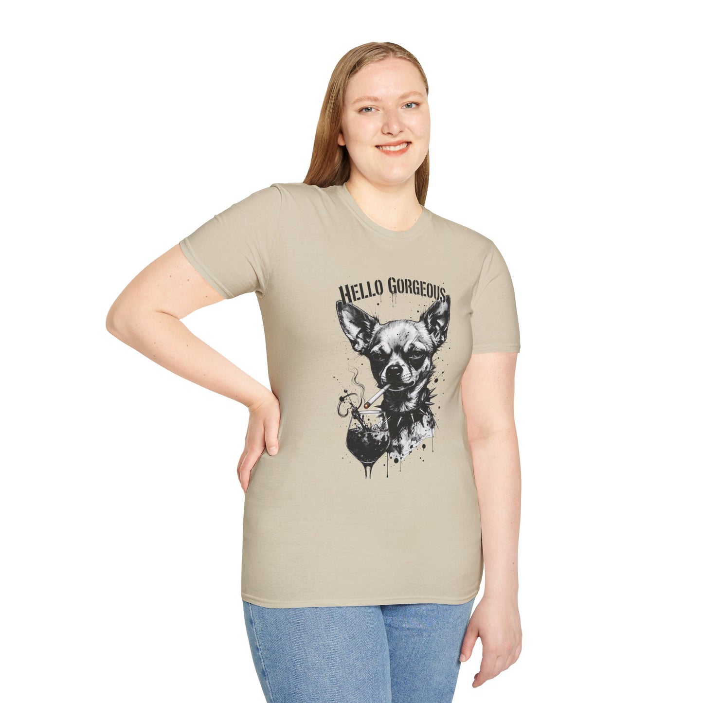 Chihuahua 'Hello Gorgeous' Tee - Cute Dog Graphic T-Shirt