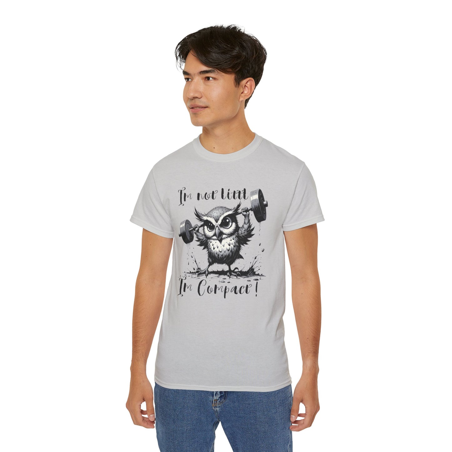 Compact Owl Weightlifting T‑Shirt — "I’m not tiny, I’m Compact!"