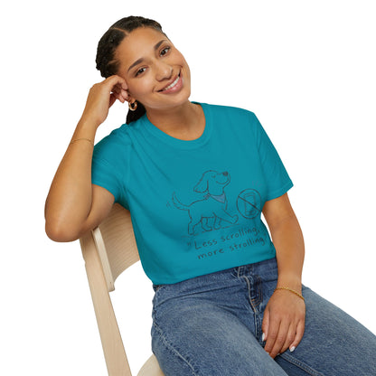 Less Scrolling, More Strolling Dog T-Shirt