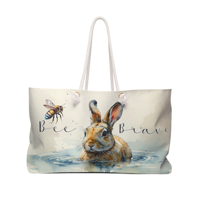 Inspirational Weekender Bag - 'Bee Brave' Design for Travel and Adventure,bunny