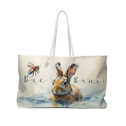 Inspirational Weekender Bag - 'Bee Brave' Design for Travel and Adventure,bunny