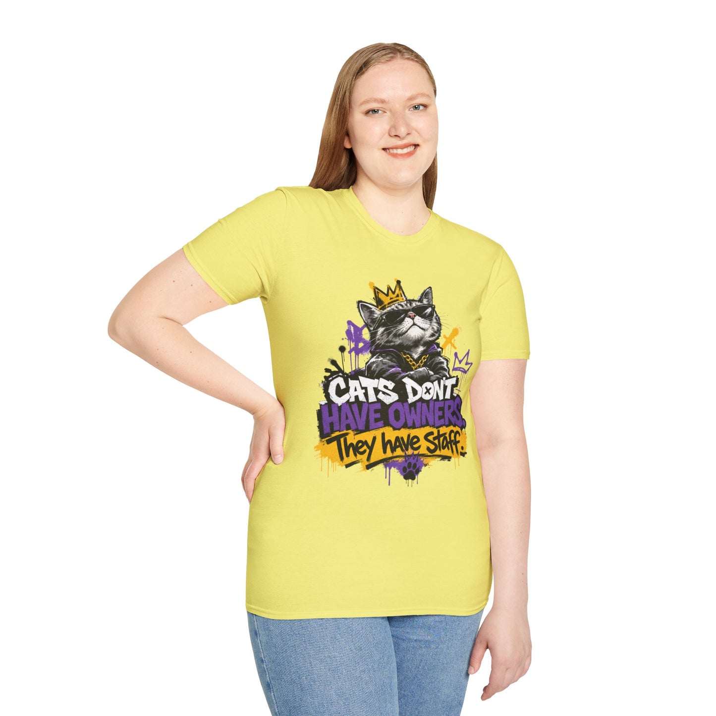 Cat Graphic Tee — "Cats Don't Have Owners They Have Staff"