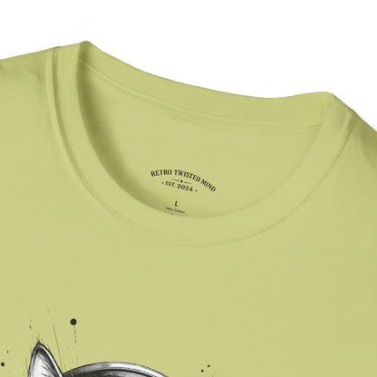 T-Shirt — Cat with Headphones "Mentally: Somewhere Else" – Cute Relaxed Graphic Tee for Cat Lovers