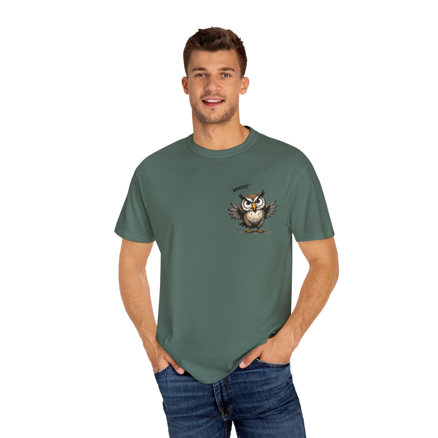 Witty Owl Graphic Tee — "Whooo?" Cute Cartoon Owl T-Shirt