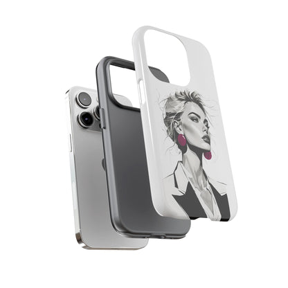Phone Case — Chic Portrait with Pink Earrings (Stylish Protective Tough Case)
