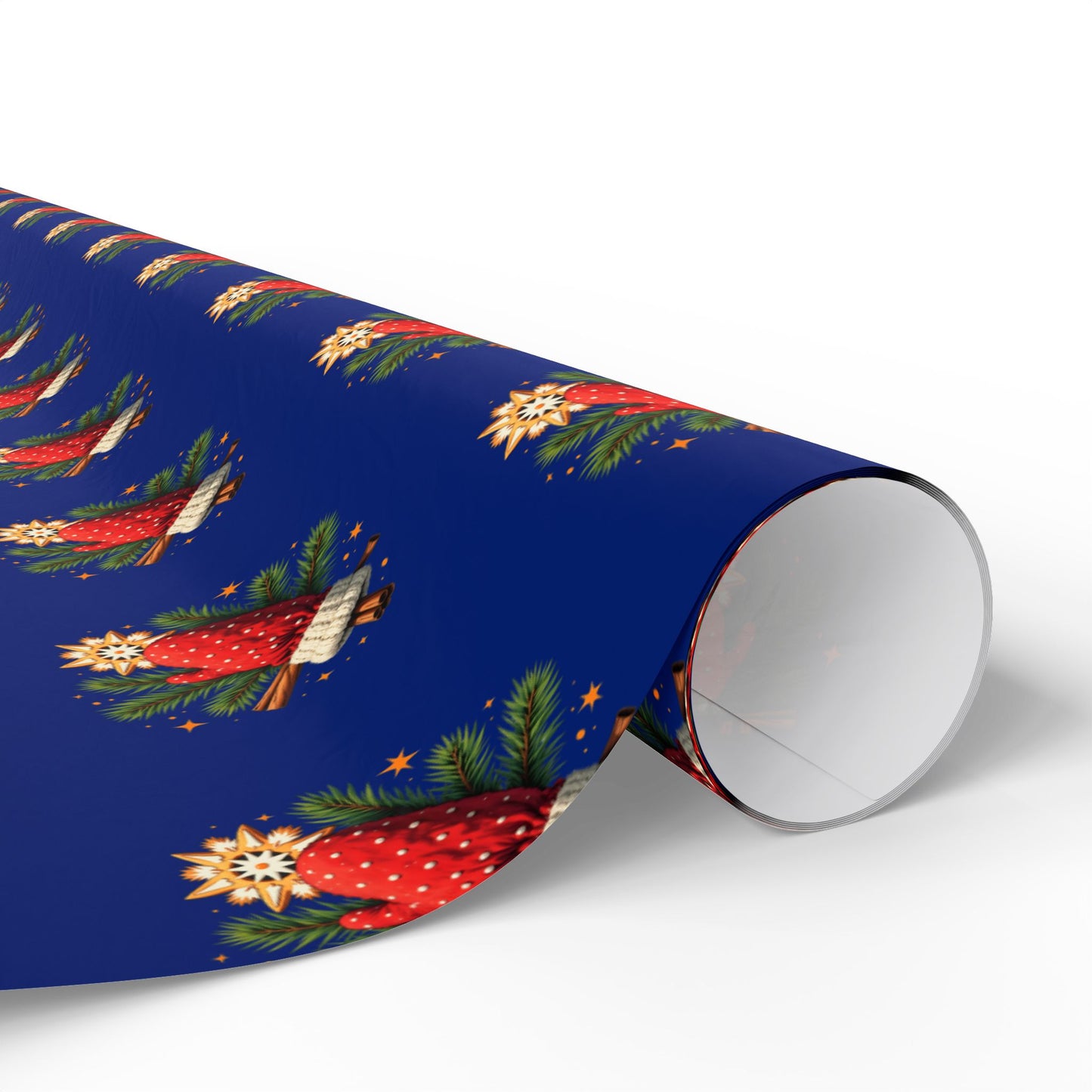 Strawberry Floral Wrapping Paper Roll — Blue Fruit Pattern Gift Wrap for Birthdays & Holidays