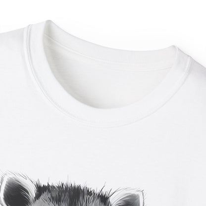 Raccoon Sketch Tee — Cute Black & White Wildlife Graphic T-Shirt