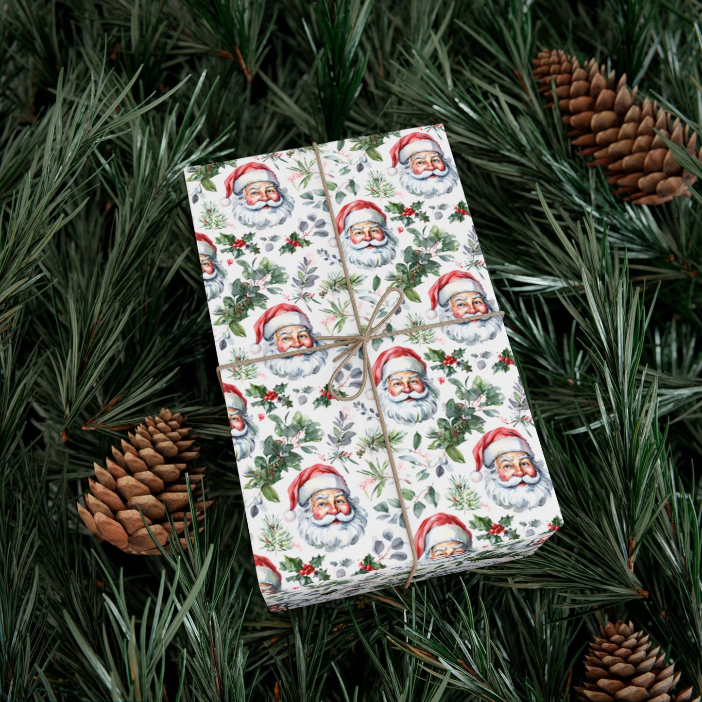Santa Face Holiday Gift Wrap Paper - Festive Christmas Wrapping Sheets