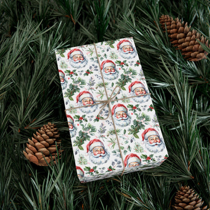Santa Face Holiday Gift Wrap Paper - Festive Christmas Wrapping Sheets