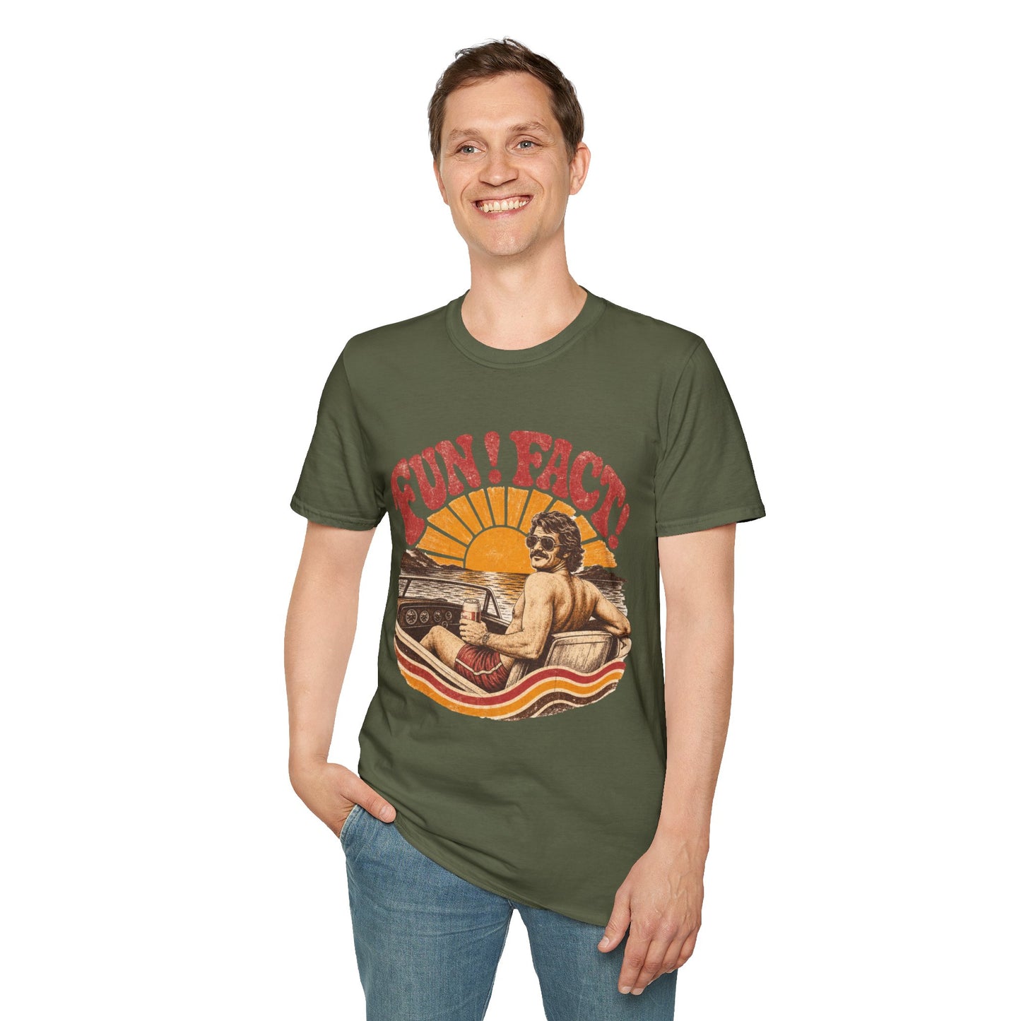 Retro 'FUN! FACT!' Surf Tee — Vintage Sunset Beach Graphic T-Shirt