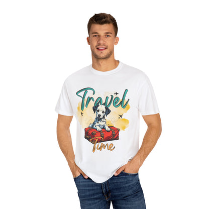 Travel Time Dog Graphic Unisex T-Shirt