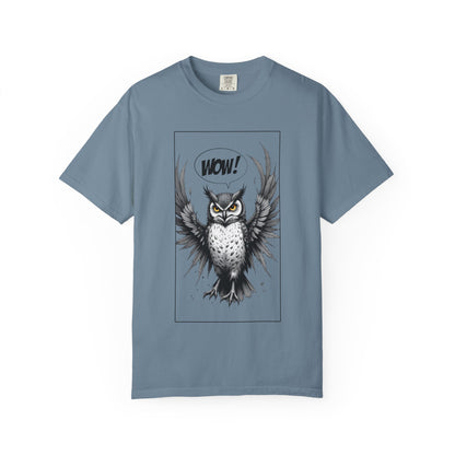 Owl Graphic T-Shirt — 'WOW!' Illustrated Night Owl Tee