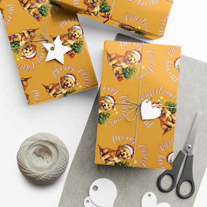 Christmas Puppy Gift Wrap Paper — Cute Holiday Dog Pattern Wrapping Sheets