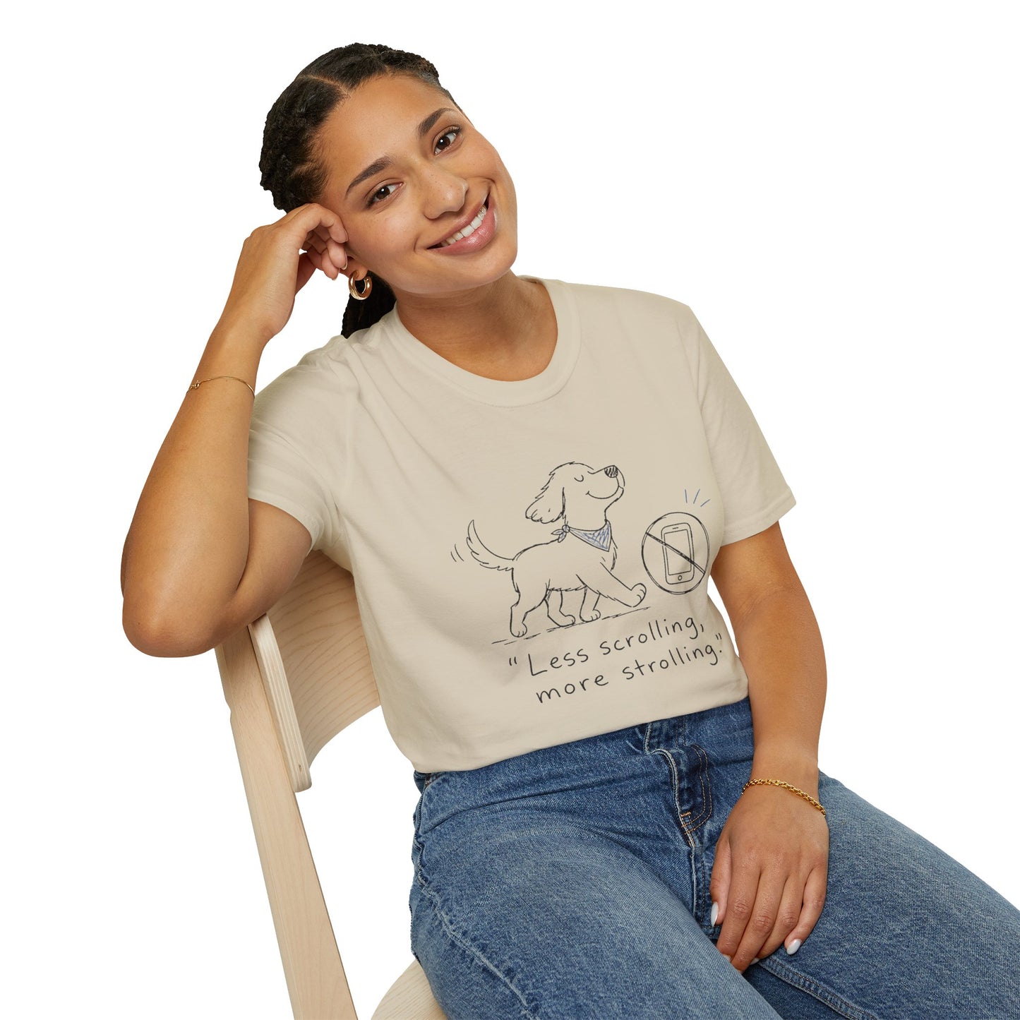 Less Scrolling, More Strolling Dog T-Shirt