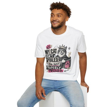 Cat T-Shirt — “My Cat Isn’t Spoiled, I’m Just Properly Trained” Graphic Tee