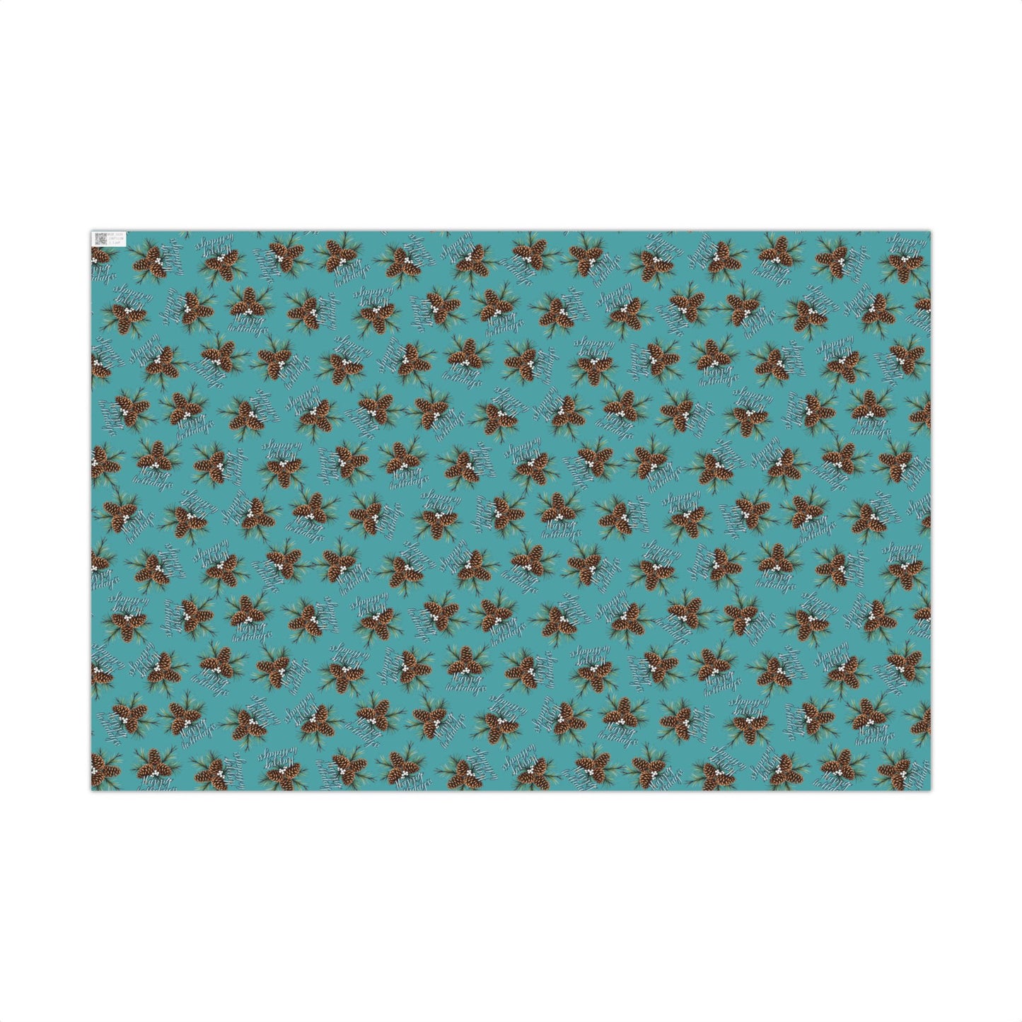 Pinecone & Spruce Teal Gift Wrap Paper – Rustic Holiday Wrapping Sheets