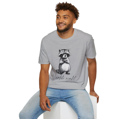 Raccoon Illustration T-Shirt — 'Yeah, right...' Cute Sarcastic Graphic Tee