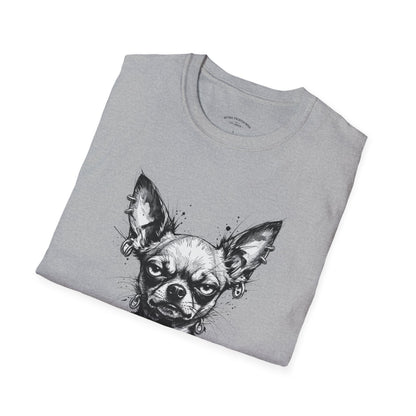 Chihuahua Portrait T‑Shirt — Expressive Black & White Dog Art Tee