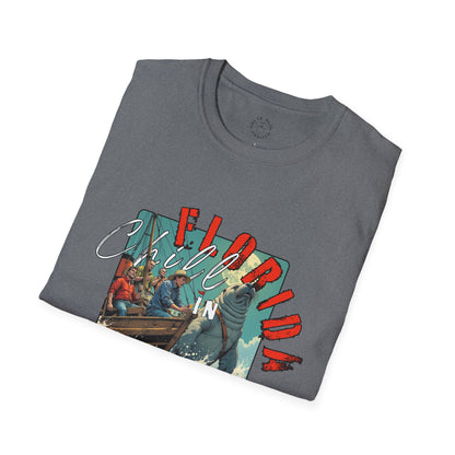 Florida Chill Unisex Softstyle T-Shirt | Vintage Beach Vibe Tee, manatee