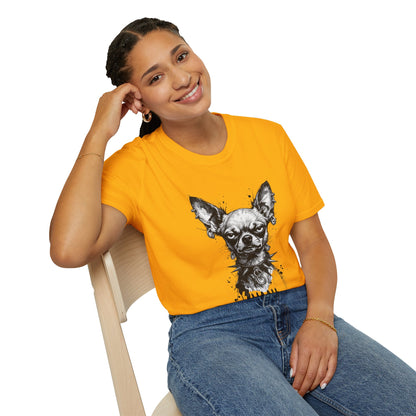 Chihuahua Portrait T‑Shirt — Expressive Black & White Dog Art Tee
