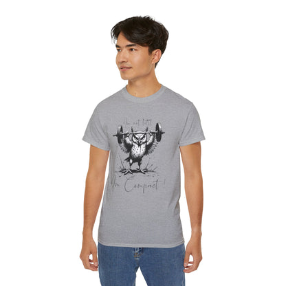 Fitness Owl Graphic Tee — "I’m Not Old, I’m Compacted" Motivational Weightlifting T-Shirt