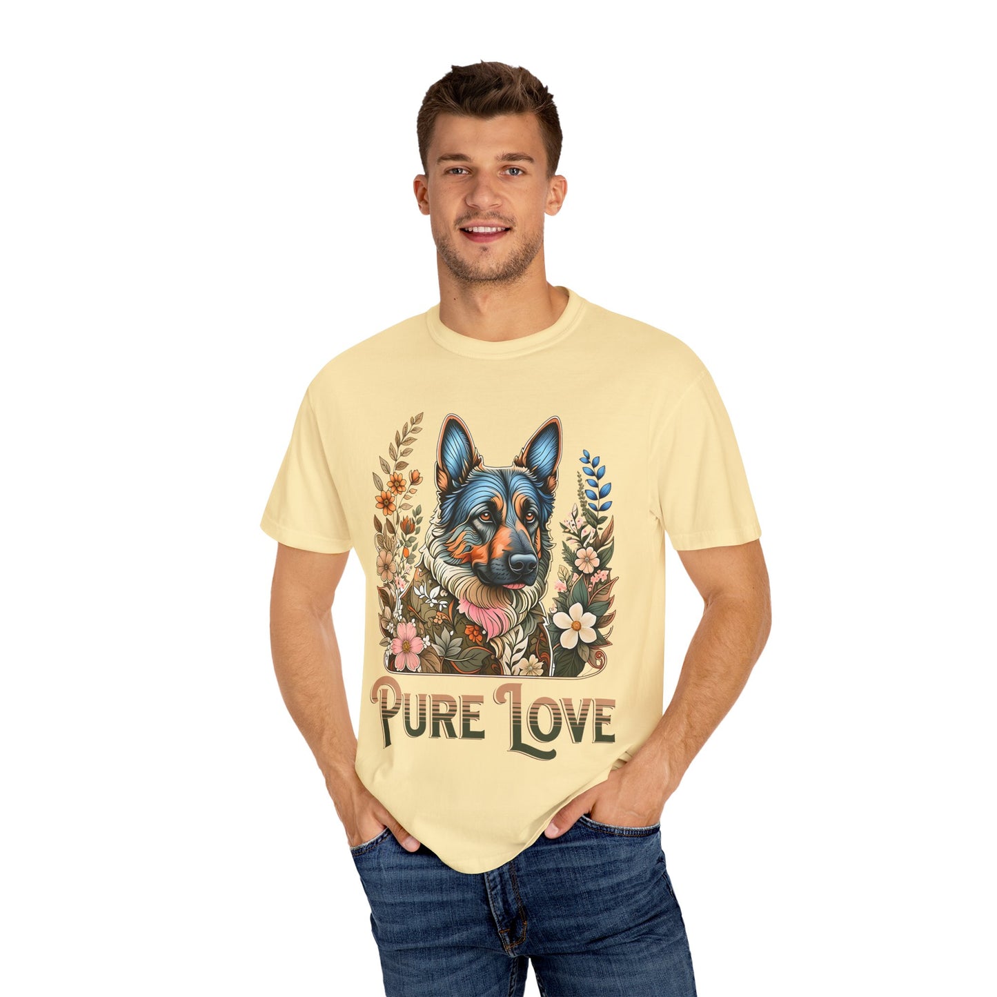Pure Love Flower-Graphic T-Shirt for Dog Lovers