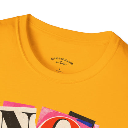 No, Thank You Graphic Tee — Colorful Bold Lettering T‑Shirt