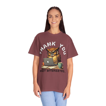 Owl 'Thank You, Not Interested' Graphic T-Shirt