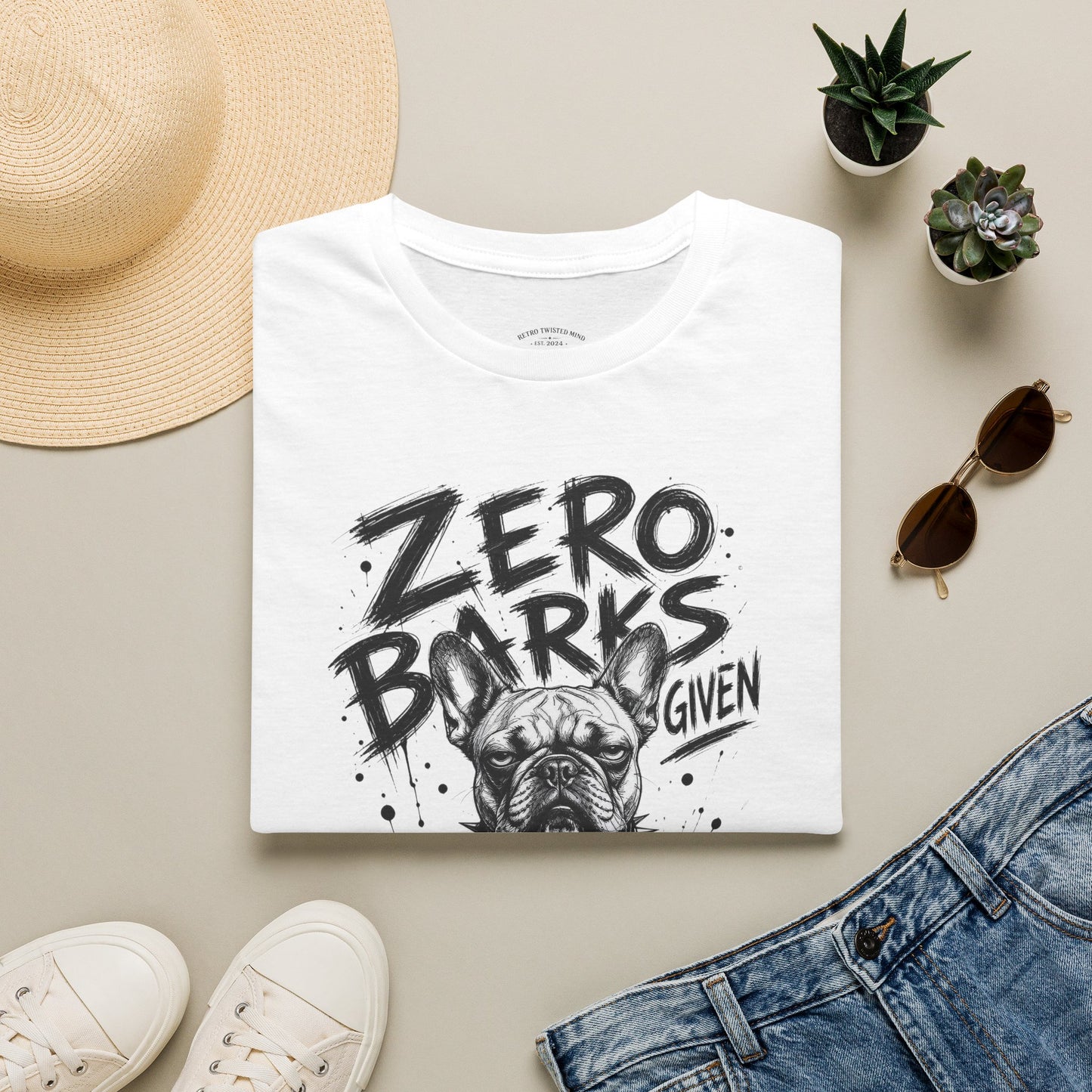 Zero Barks Given Bulldog T-Shirt — Funny Dog Lover Tee