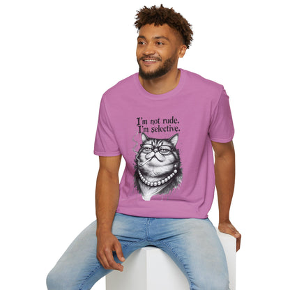 Cat Graphic T‑Shirt — "I'm Not Rude, I'm Selective" Funny Cat Tee