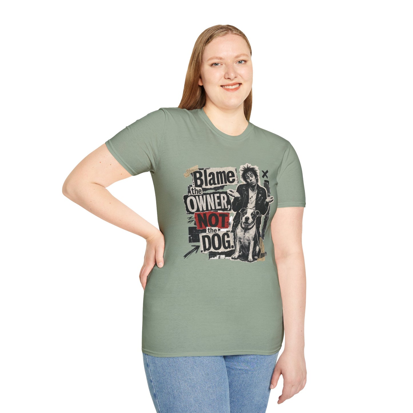 Blame the Owner Not the Dog T-Shirt - Funny Punk Dog Graphic Tee