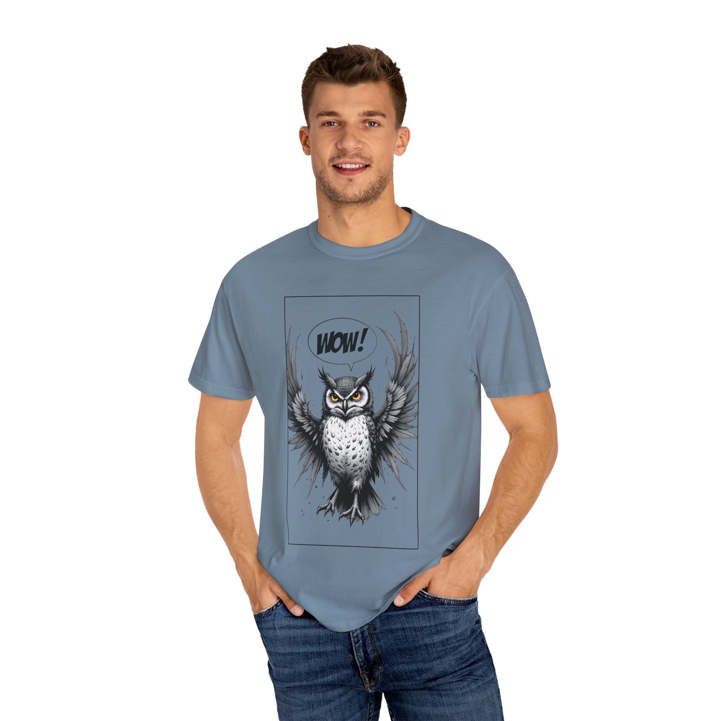 Owl Graphic T-Shirt — 'WOW!' Illustrated Night Owl Tee