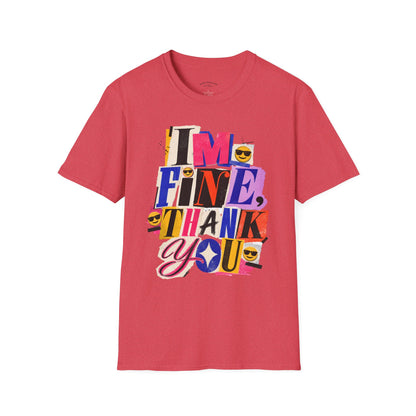T-Shirt — "I'M FINE, THANK YOU" Retro Collage Graphic Tee