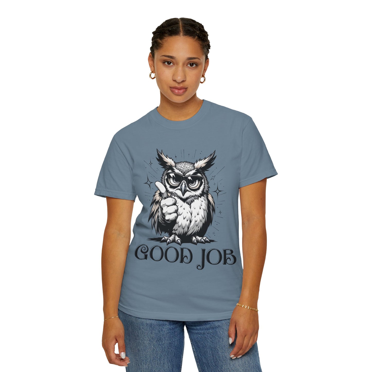 Good Job Owl T-Shirt — Thumbs-Up Retro Owl Graphic Tee