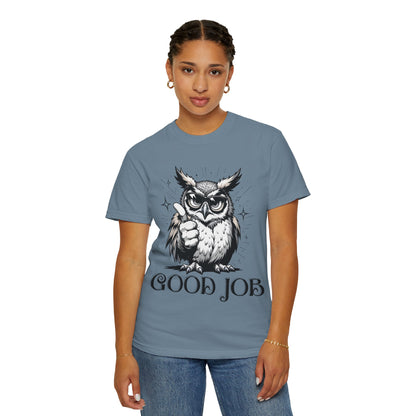 Good Job Owl T-Shirt — Thumbs-Up Retro Owl Graphic Tee