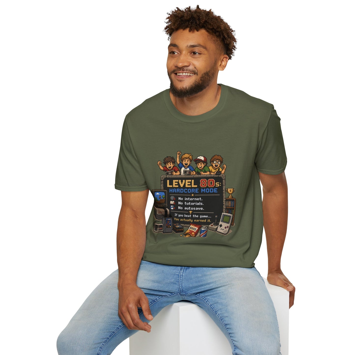 80s Level Up T-Shirt — 'Level 80s: Hardcore Mode' Retro Gaming Tee
