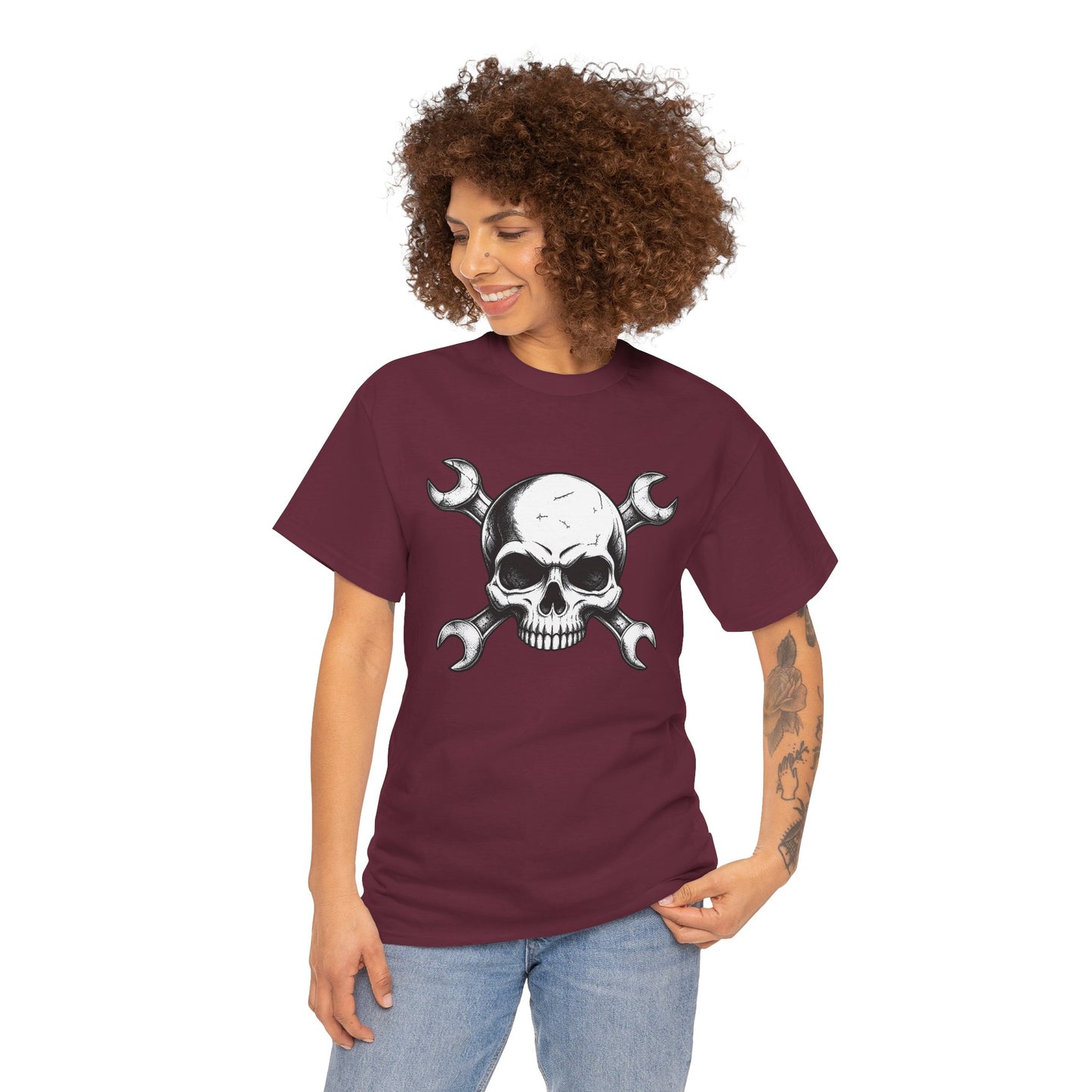 Mechanic Skull Tee — Wrench Crossbones Graphic T-Shirt