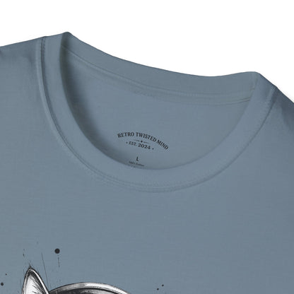 T-Shirt — Cat with Headphones "Mentally: Somewhere Else" – Cute Relaxed Graphic Tee for Cat Lovers