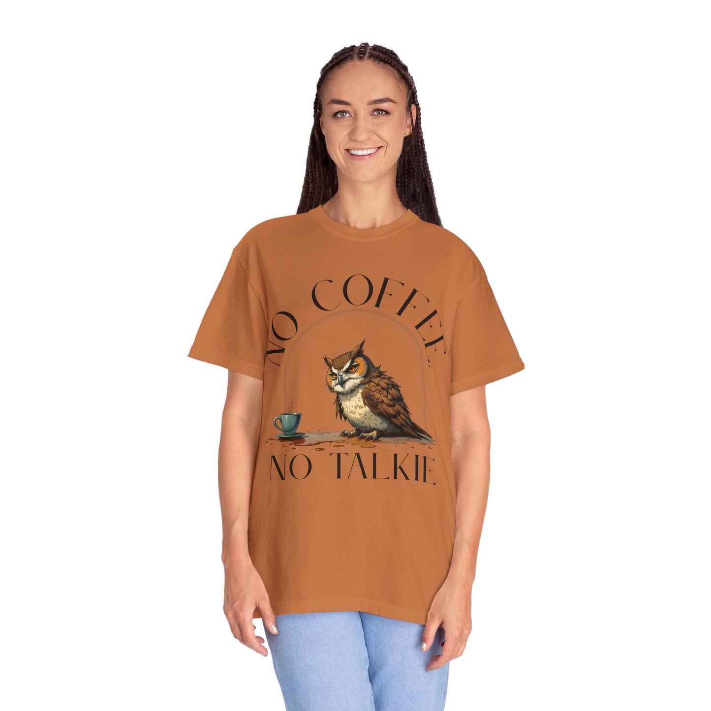 No Coffee No Talkie T-Shirt — Funny Owl Coffee Tee