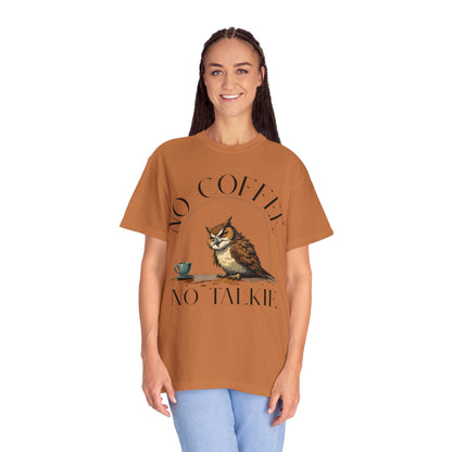 No Coffee No Talkie T-Shirt — Funny Owl Coffee Tee