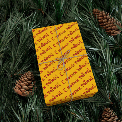 Wrapping Paper — Yellow 'C праздн' Repeating Holiday Gift Wrap