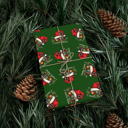 Christmas Santa Gift Wrap Paper — Festive Green Holiday Wrapping Sheets