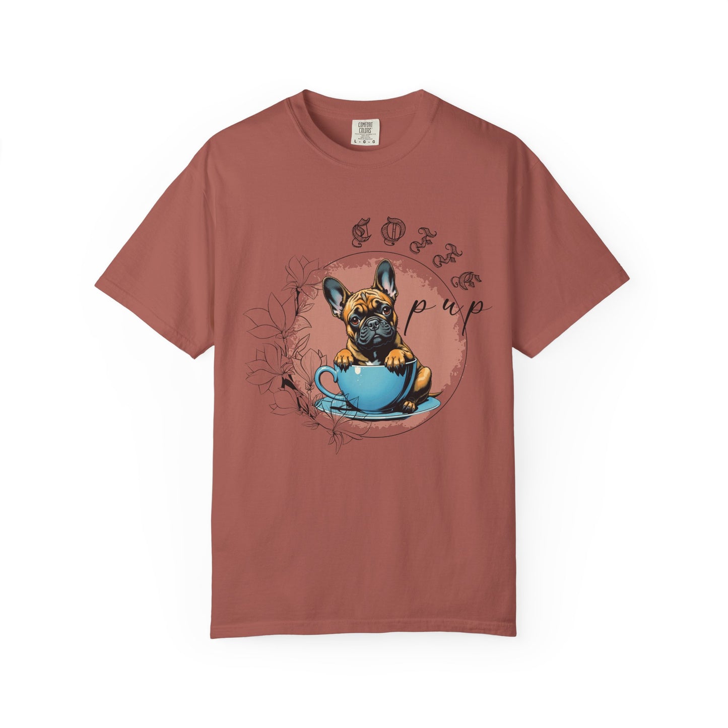 Cute French Bulldog Coffee T-Shirt - Unisex Garment-Dyed Tee