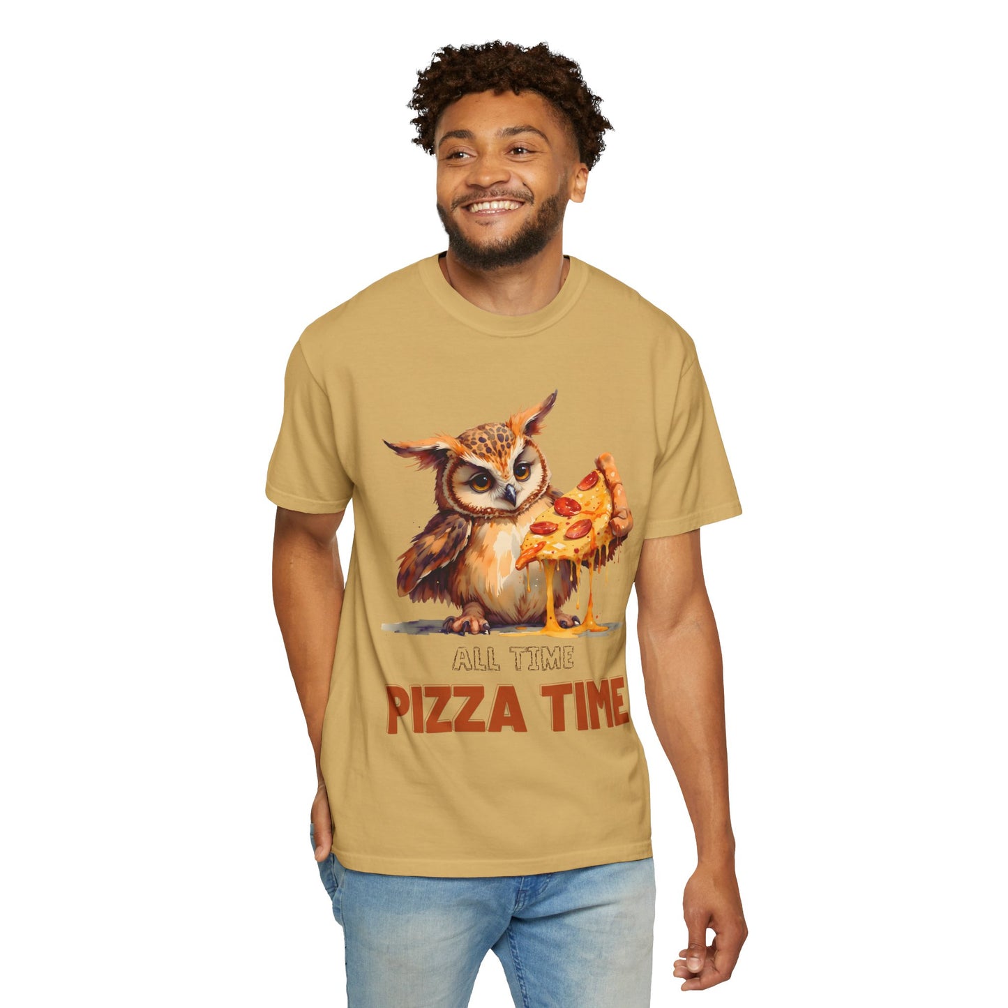 Pizza Time Owl T-Shirt — Cute Owl Eating Pizza Graphic Tee