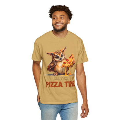 Pizza Time Owl T-Shirt — Cute Owl Eating Pizza Graphic Tee