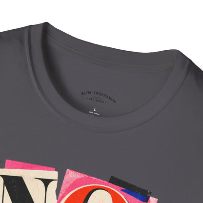 No, Thank You Graphic Tee — Colorful Bold Lettering T‑Shirt