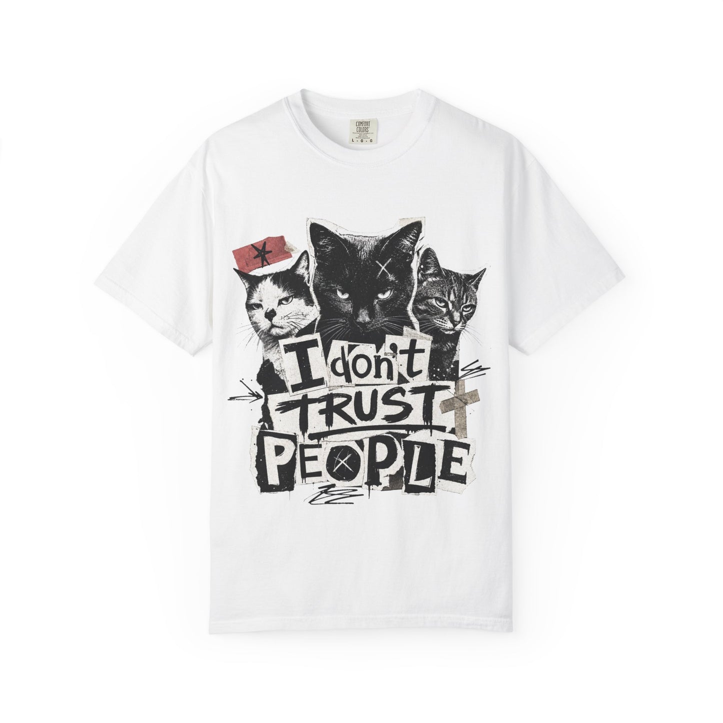 I Don’t Trust People Cat T-Shirt — Grunge Graphic Tee for Cat Lovers