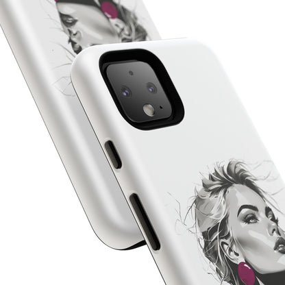 Phone Case — Chic Portrait with Pink Earrings (Stylish Protective Tough Case)