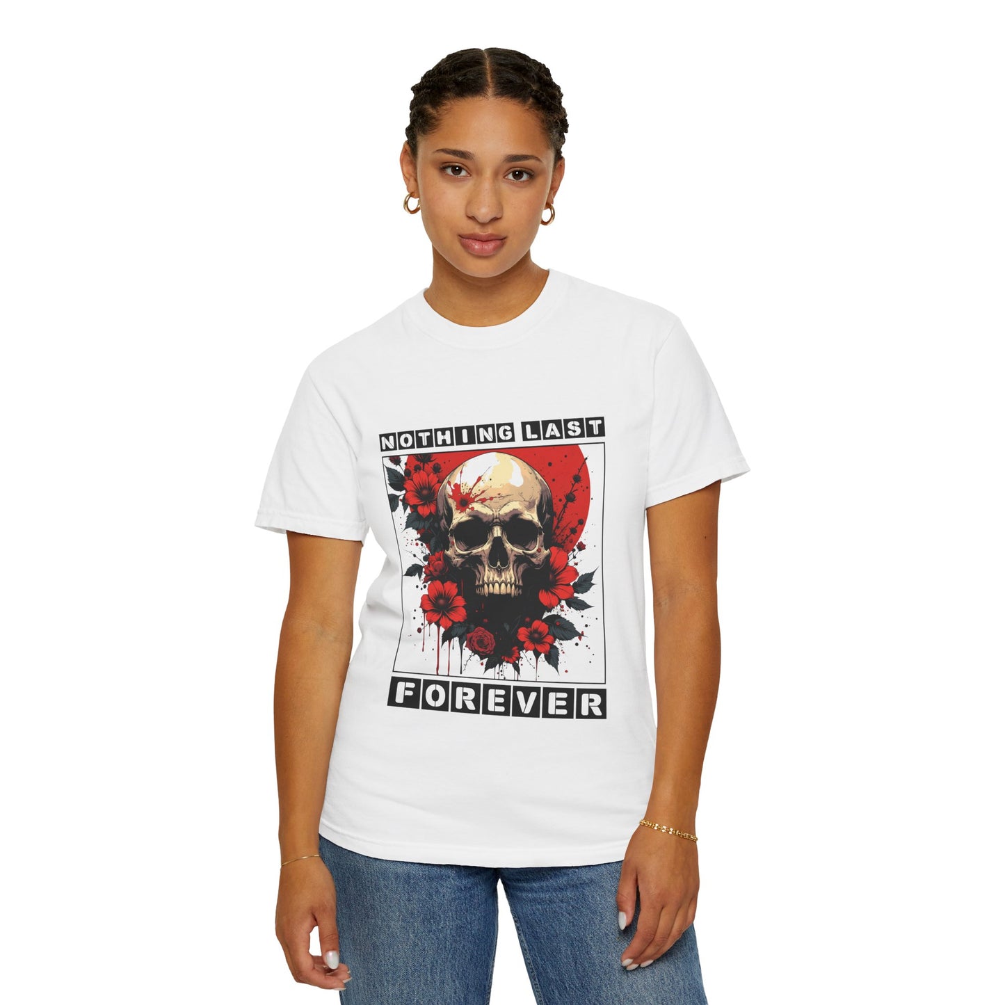 Edgy Skull Graphic T-Shirt - Unique Casual Wear, Unisex Streetwear, Gift for Music Lovers, Halloween Costume, Forever Quote Tee